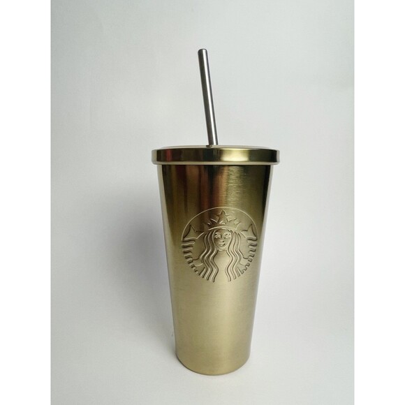RARE 2014 Starbucks Gold Stainless Steel Tumbler NEW! - Picture 5 of 8